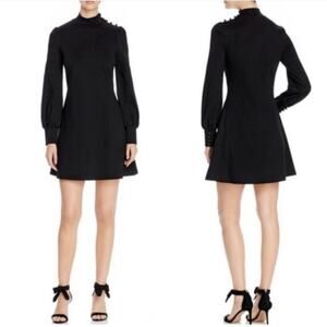 Kate Spade NY Mockneck Ponte Long Sleeve A-Line Dress Black Size M